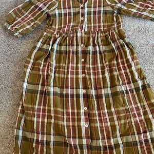 Plaid Dress in Green and Brown